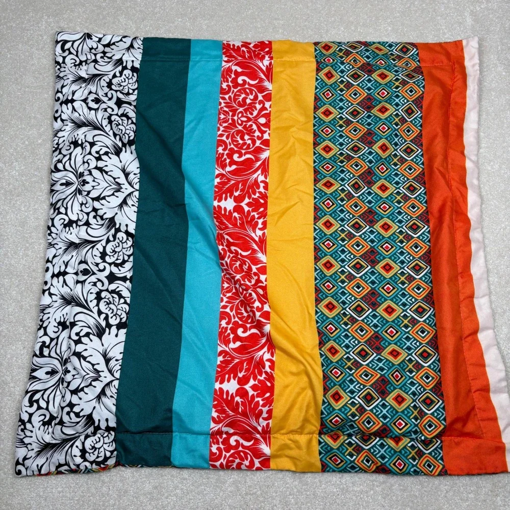 Multicolor Patchwork Striped Set 2 Pillow Covers Geometric Boho Colorful 26x26
